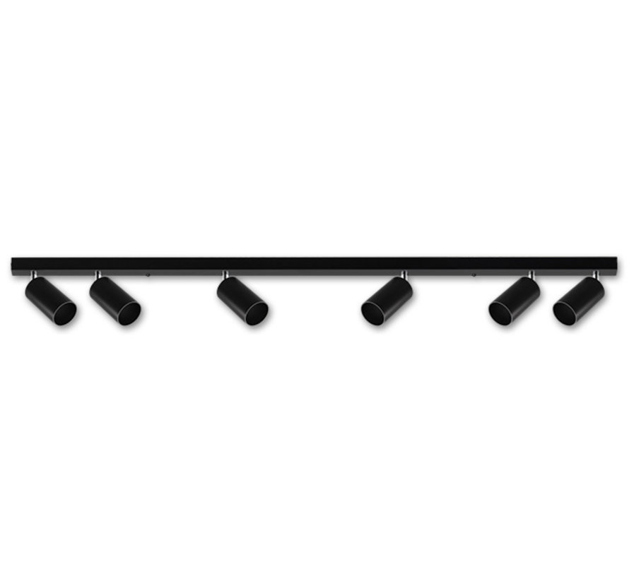 LED plafondspot mat zwart - 6 verstelbare spots - GU10 aansluiting