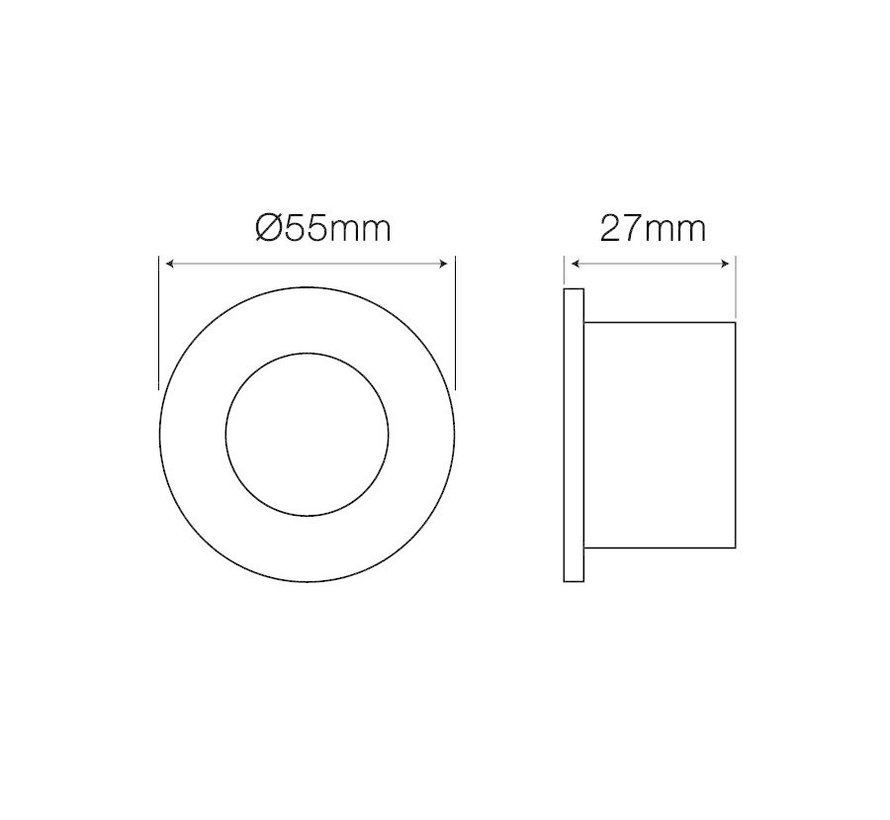 GU11 / MR11 - 35mm Inbouwspot wit rond - Waterdicht IP44 - zaagmaat 45mm - buitenmaat 55mm