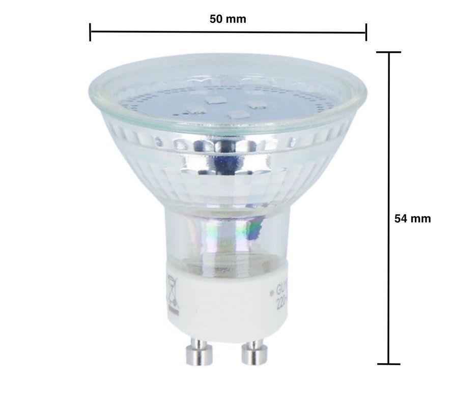 LED spot GU10 - 1W - 4000K helder wit licht - vervangt 10W - Glazen behuizing