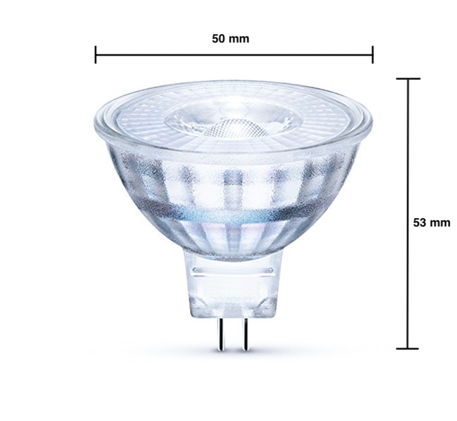 LED spot GU5.3 - MR16 LED - 3W vervangt 25W - 2700K warm wit licht - Glazen behuizing