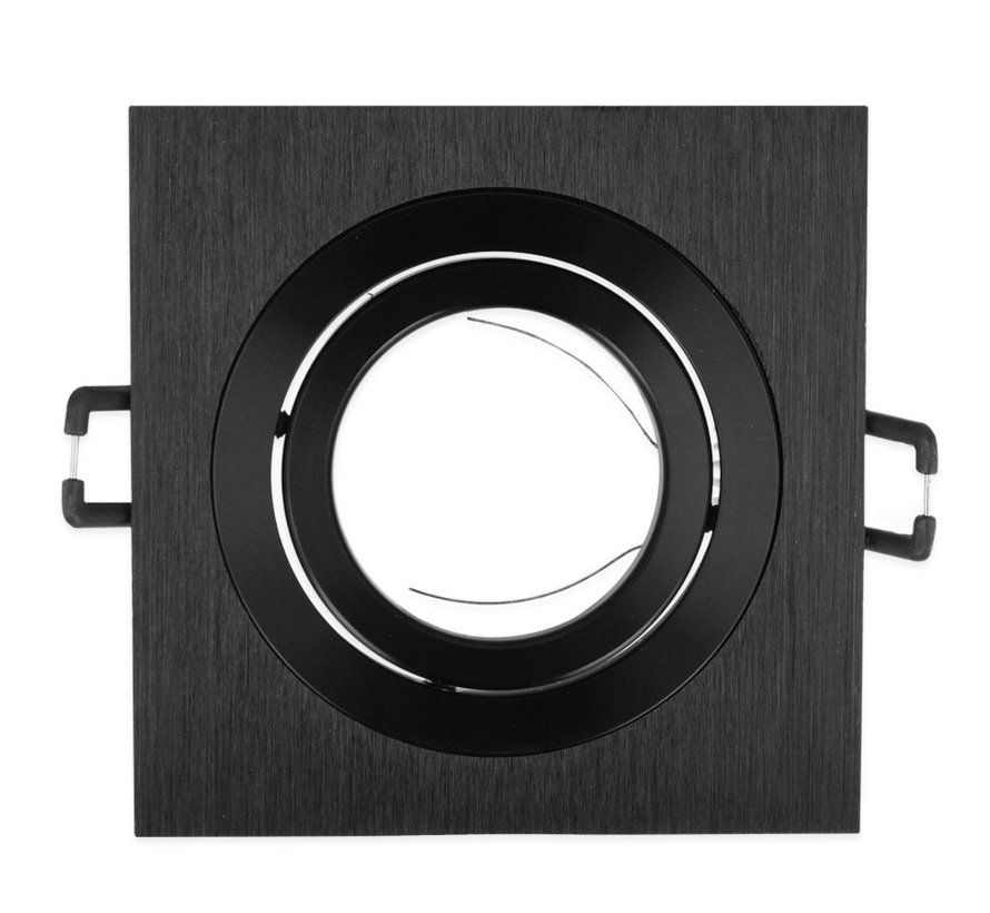 Inbouwspot zwart vierkant  - kantelbaar - zaagmaat 74mm - buitenmaat 92mm