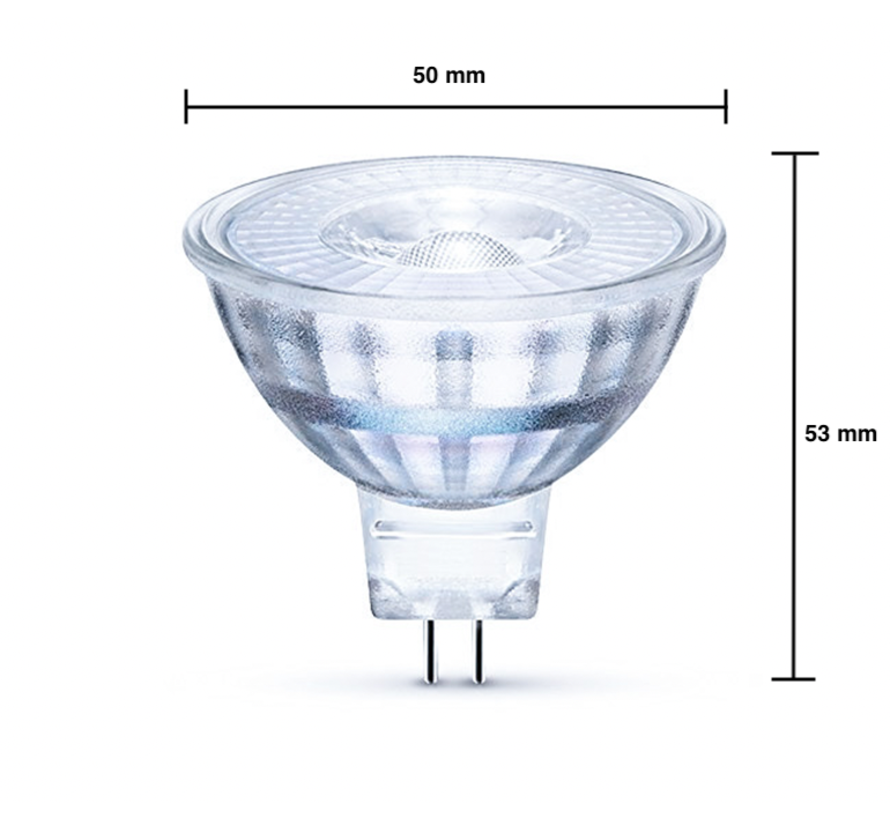 LED spot GU5.3 - MR16 LED - 3W vervangt 25W - 6500K daglicht wit - Glazen behuizing