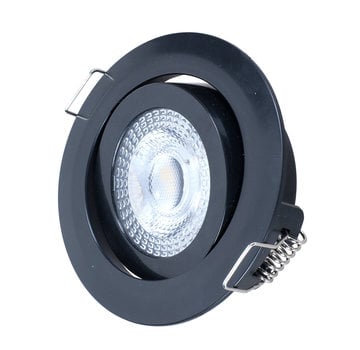 LED inbouwspot zwart - 5W vervangt 50W - 3000K warm wit licht - Zaagmaat 74mm - Kantelbaar