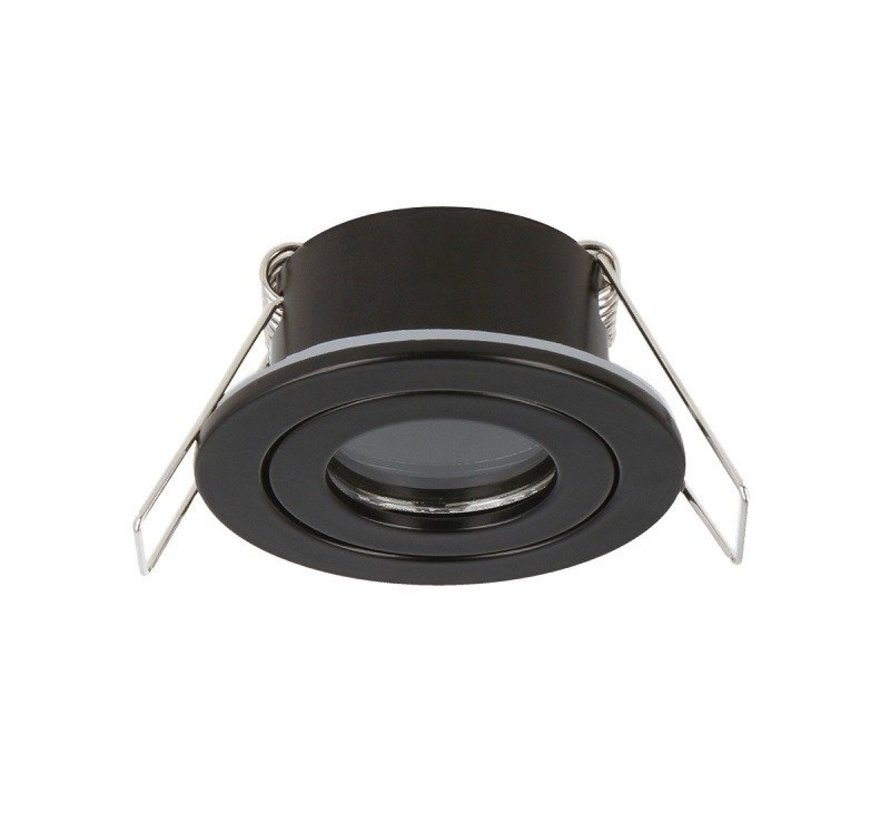 LED GU11 / MR11 inbouwspot Ø35mm - Zwart rond - Waterdicht IP44 - zaagmaat 45mm - buitenmaat 55mm
