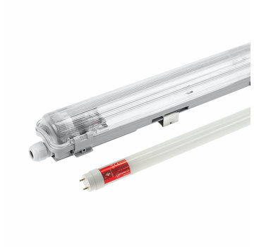 60cm LED armatuur IP65 + 1 LED TL buis 10W - 6000K 865 daglicht wit -  Compleet