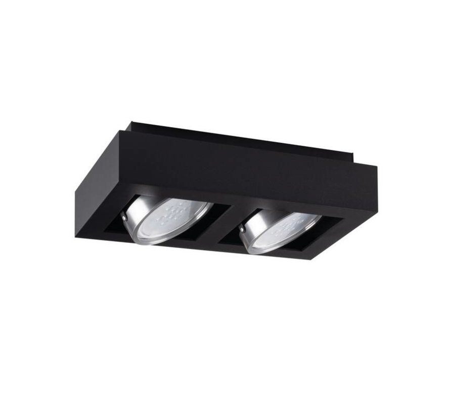LED AR111 GU10 plafondspot armatuur zwart - Tweevoudig voor 2 LED GU10 spots