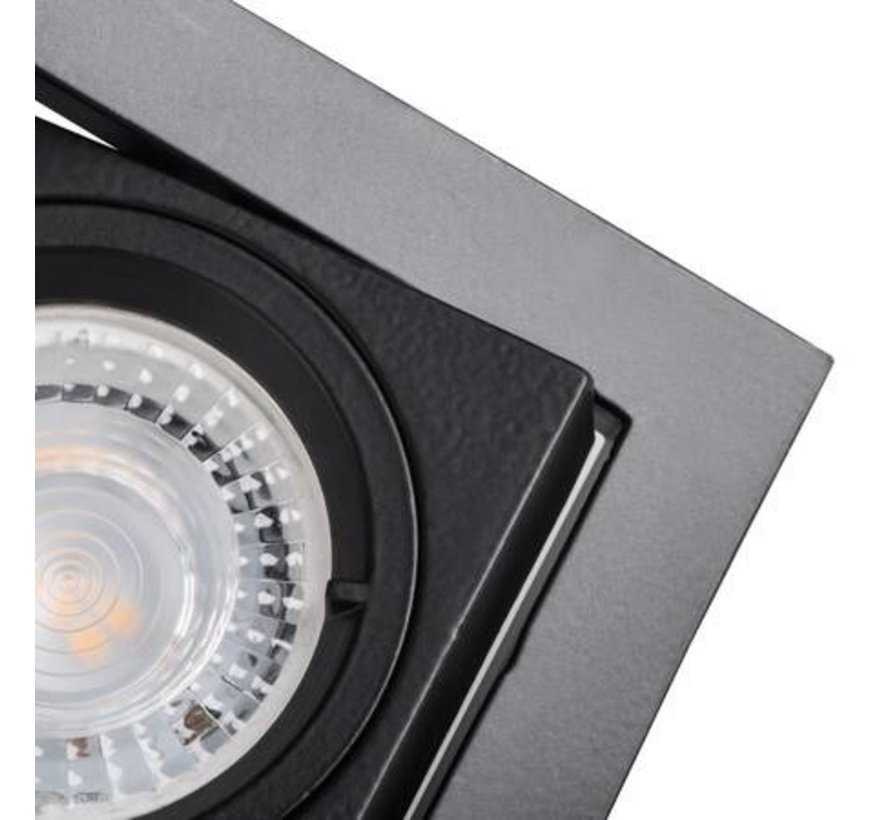 LED GU10 inbouwspot zwart vierkant verzonken - zaagmaat 83x83mm buitenmaat 94mm