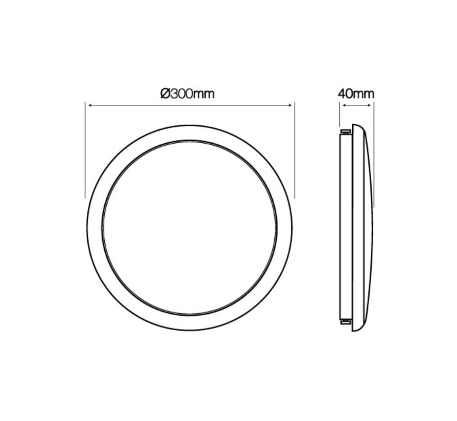 LED Bulkhead Lunar Wit 18W 1870lm - 840 Koel Wit | 300mm | IP65 | Bewegings- en lichtsensor| 5 jaar garantie