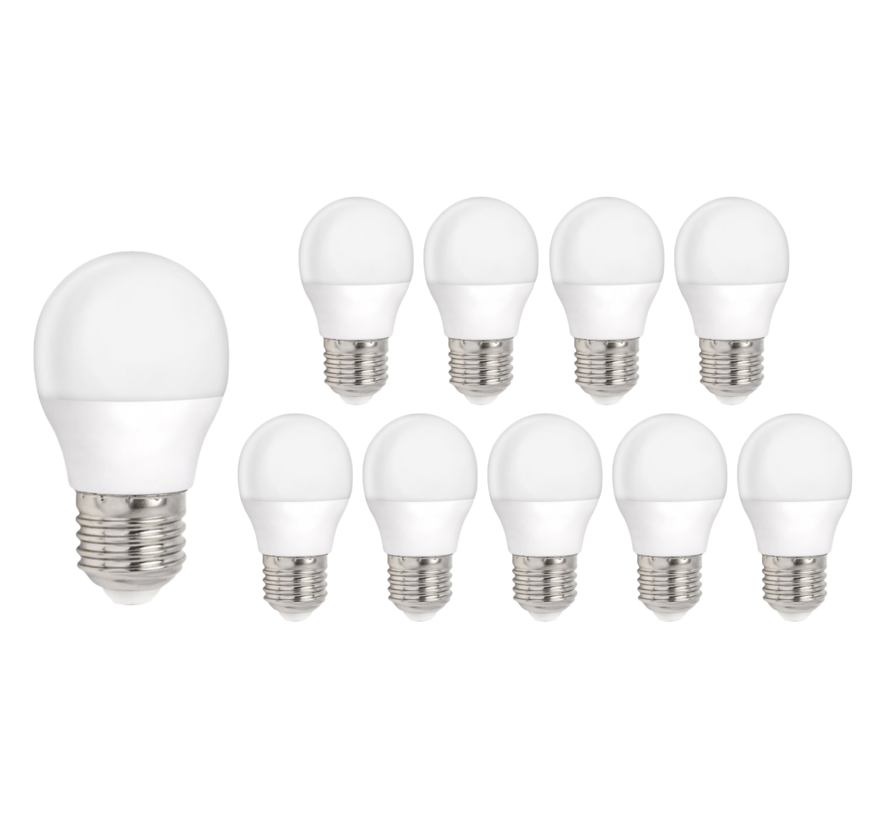 Voordeelpak 10 stuks - Type G45 - LED lampen E27 - 2700K warm wit licht - 3W vervangt 25W