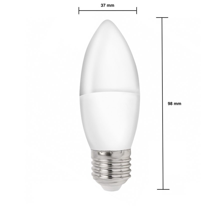 LED Kaarslamp E27 fitting - C37 - 3000k warm wit licht - 3W vervangt 25W