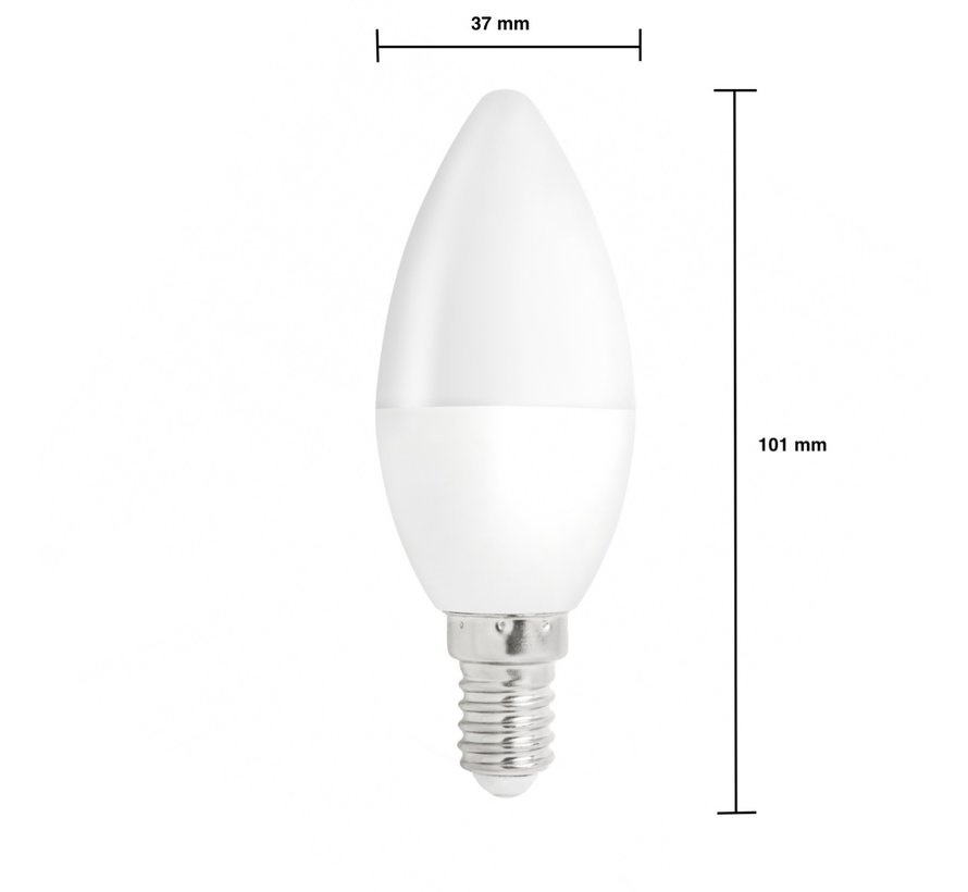 Voordeelpak 10 stuks - LED Kaarslampen E14 fitting - C37 - 3000K warm wit licht - 6W vervangt 41W