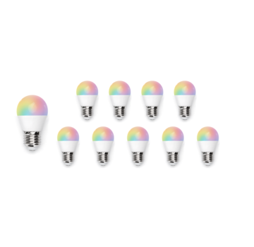 Voordeelpak 10 stuks - AigoSmart WiFi LED Lamp - E27 fitting - 6,5W - G45 - RGB+CCT alle lichtkleuren - Bediening met de App