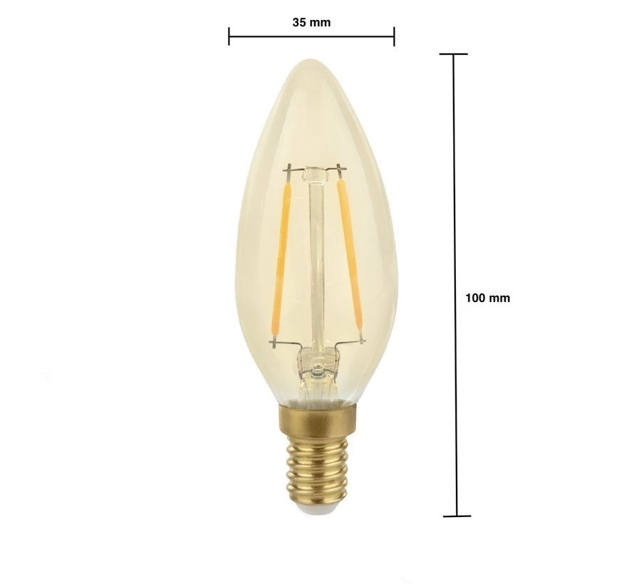 LED Filament lamp E14 fitting - C35 - 2400K extra warm wit licht - 2W vervangt 25W