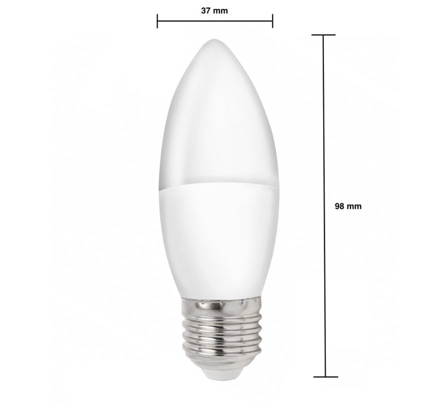 LED Kaarslamp E27 fitting - C37 - 3000K warm wit licht - 1W vervangt 10W