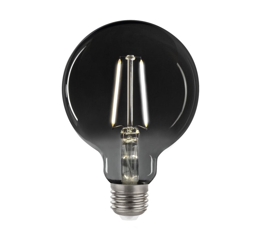 LED Filament lamp Smoked glass E27 fitting - G125 - 4000K helder wit licht - 4,5W vervangt 29W