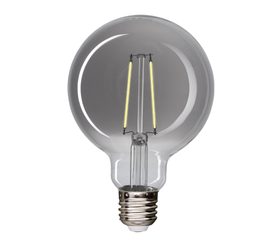 LED Filament lamp Smoked glass E27 fitting - G125 - 4000K helder wit licht - 4,5W vervangt 29W