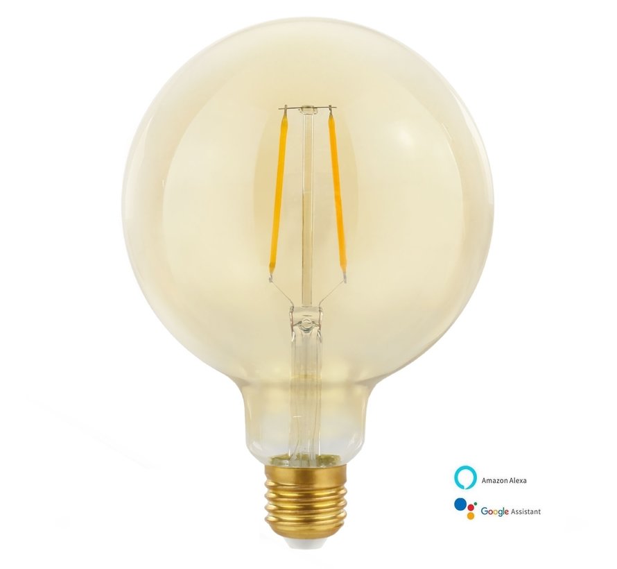 WiFi LED Filament lamp E27 fitting - G125 - CCT 1700K / 2700K - 5W vervangt 44W - Bediening met de App