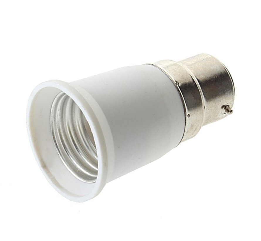 Verloopfitting B22 fitting naar E27 fitting - max. 20W - wit