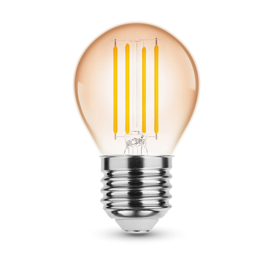 OP=OP LED Filament lamp E27 - G45 - 4W vervangt 33W - 1800K zeer warm wit licht