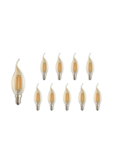 Modee Lighting Voordeelpak 10 stuks - E14 LED lamp - C37 - 4W vervangt 50W - 1800K extra warm wit licht - dimbaar