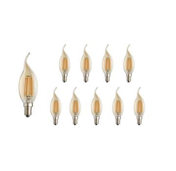 Modee Lighting Voordeelpak 10 stuks - E14 LED lamp - C37 - 4W vervangt 50W - 1800K extra warm wit licht - dimbaar