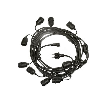 LED Lichtsnoer buiten 10 meter - 10xE27 fitting - IP44 - excl. 10 LED lampen - LED lampen optioneel