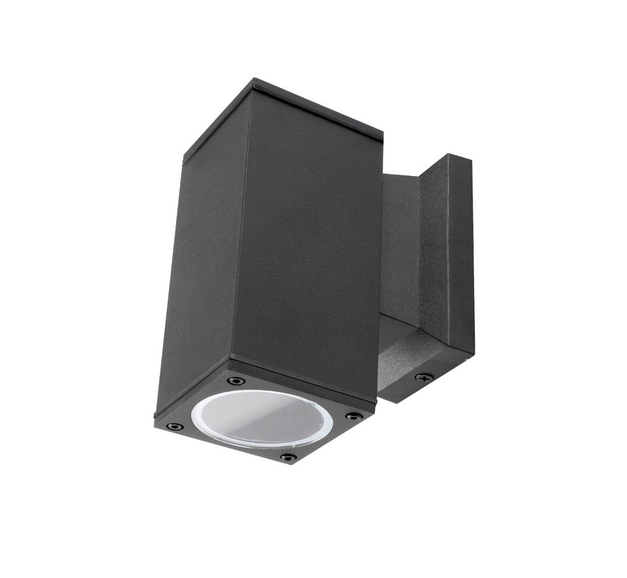 LED Wandlamp rechthoek GU10 fitting - IP65 Buitengebruik - single spot - Zwart