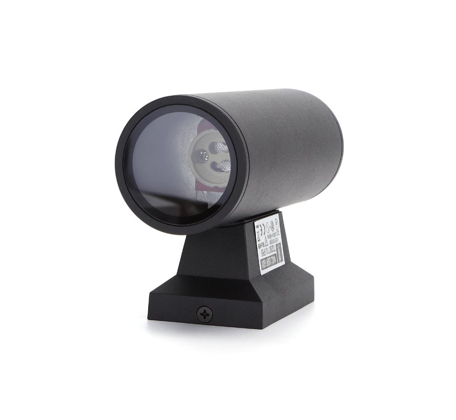 LED Wandlamp rond 2xGU10 fitting - IP65 waterdicht - Up Down - Zwart