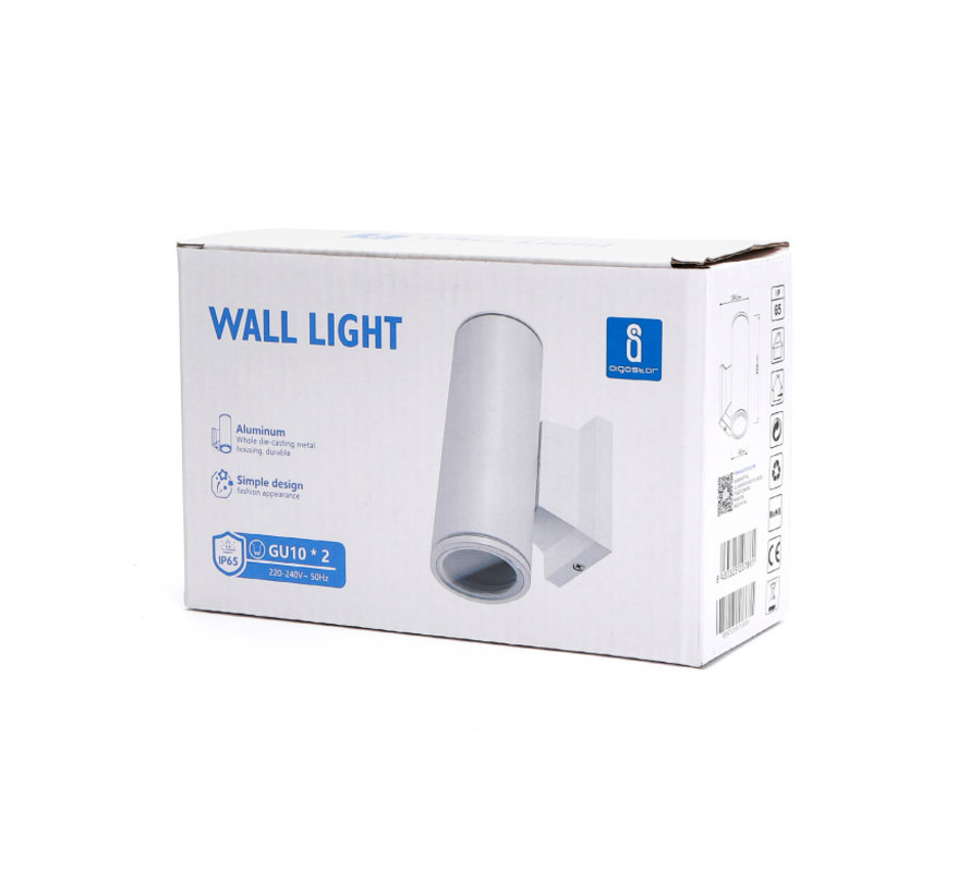 LED Wandlamp rond 2xGU10 fitting - IP65 waterdicht - wit