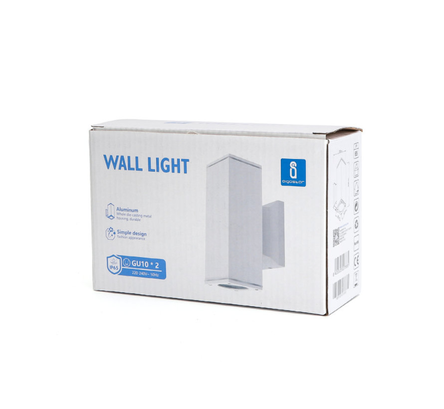 LED Wandlamp rechthoek 2xGU10 fitting - IP65 Waterdicht - Wit