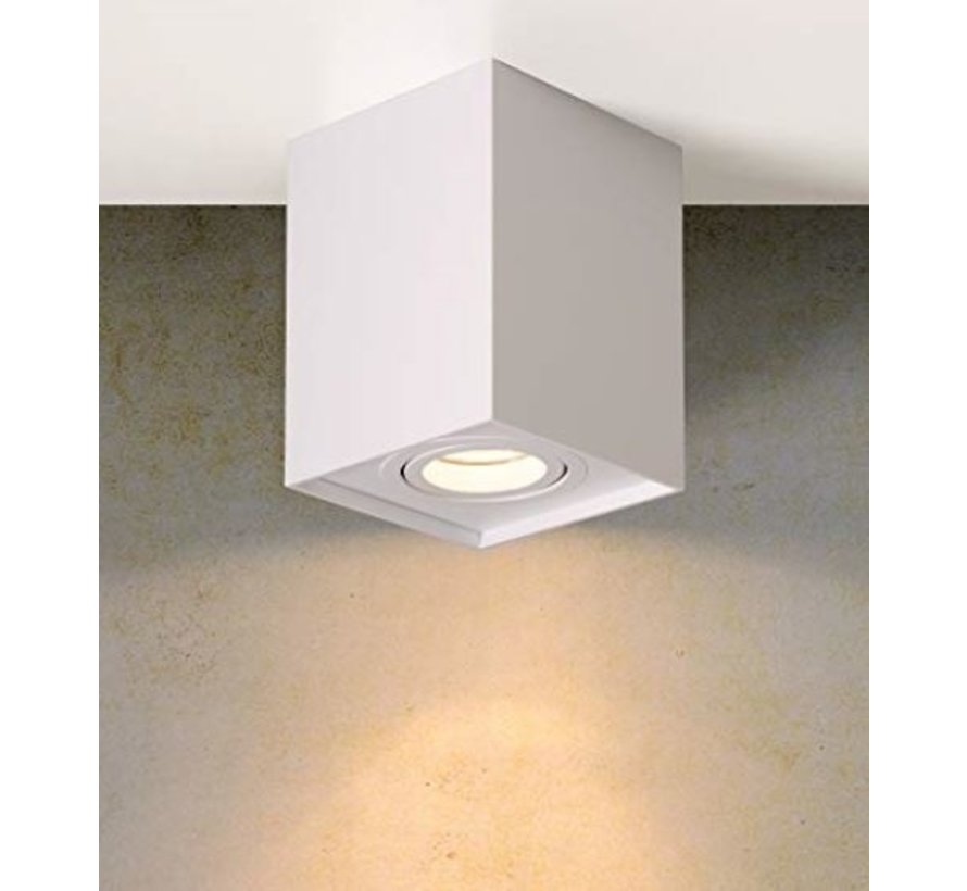LED Plafondspot GU10 fitting - Vierkant - kantelbaar - Wit