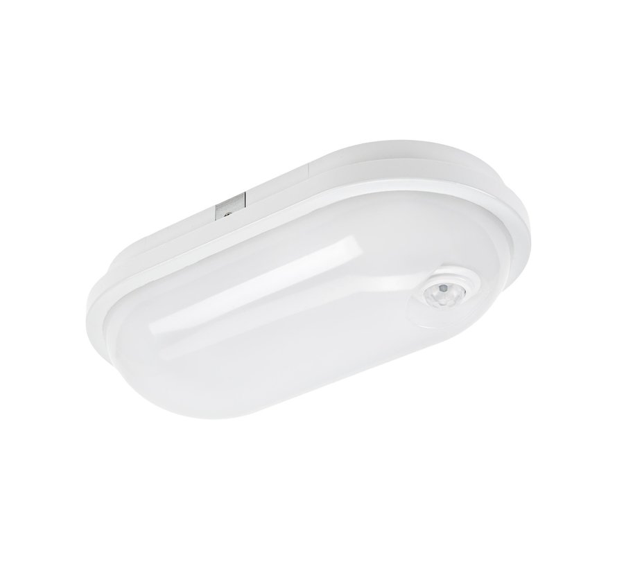 LED Opbouwlamp Ovaal - 4000K helder wit licht - 20W vervangt 180W - IP54 spatwaterdicht - met sensor