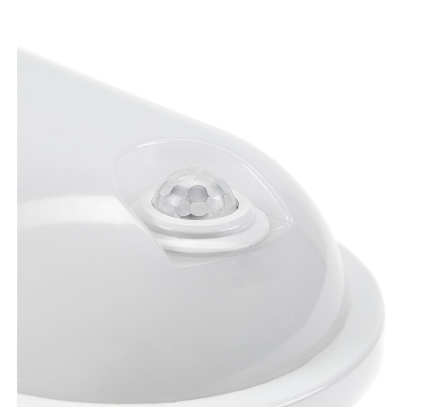 LED Opbouwlamp Ovaal - 4000K helder wit licht - 20W vervangt 180W - IP54 spatwaterdicht - met sensor