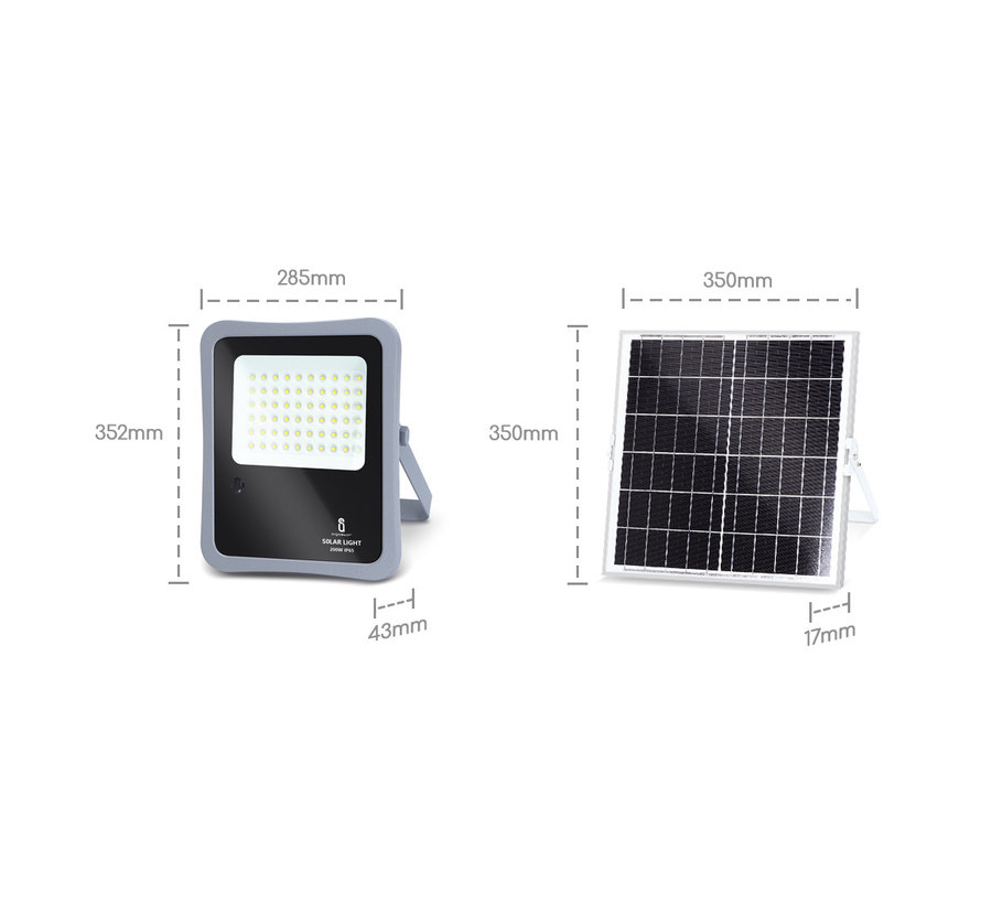 Solar Schijnwerper10XHS IP65 - 50W - 6500K - met afstandsbediening