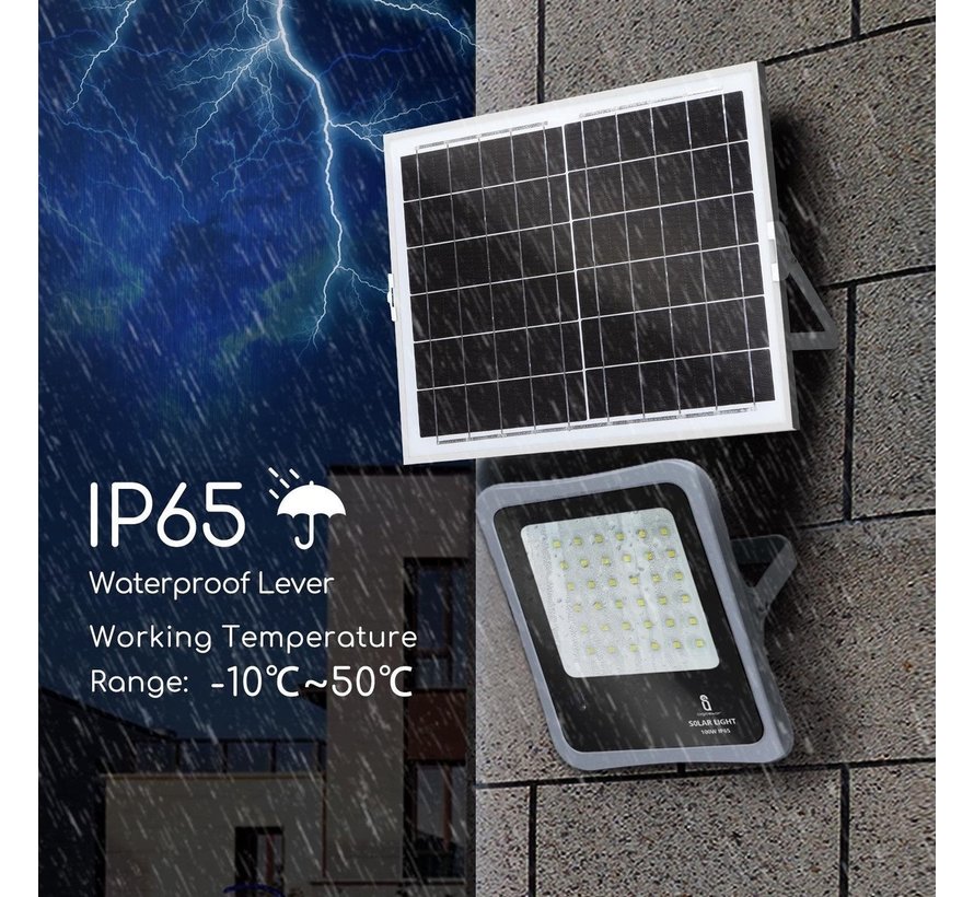 Solar Schijnwerper met schemersensor 10XHS IP65 - 100W - 6500K - met afstandsbediening