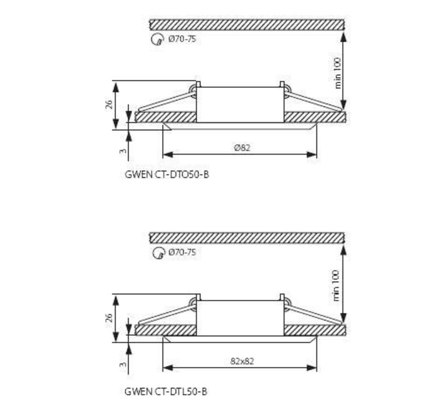 LED Inbouwspot GU5,3 fitting - Zaagmaat Ø70-75mm - Zwart