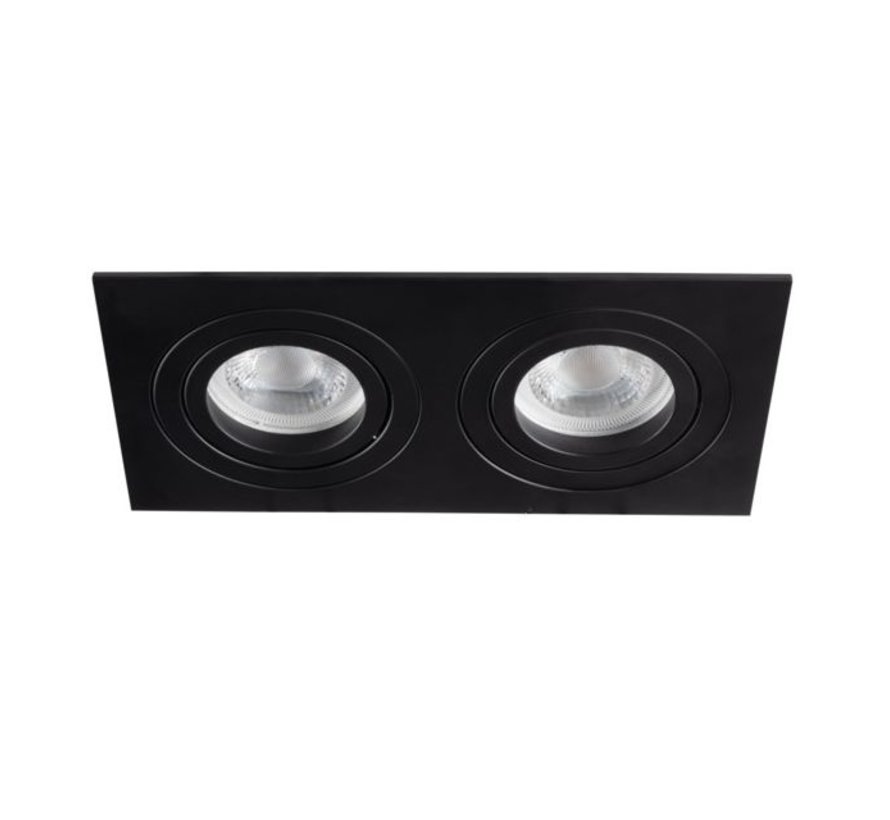 LED Inbouwspot 2*G5,3 fitting - Zaagmaat 155*80mm - Mat zwart