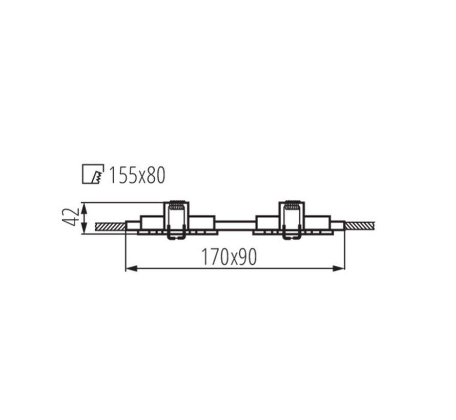 LED Inbouwspot 2*G5,3 fitting - Zaagmaat 155*80mm - Mat zwart