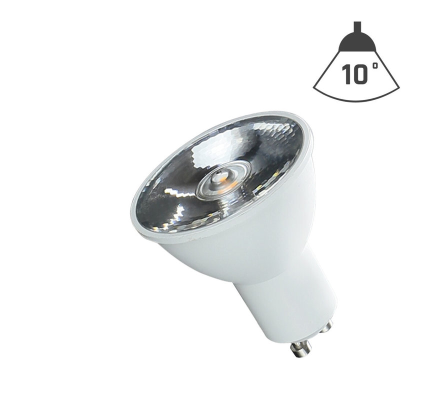 LED Spot GU10 fitting - 6000K daglicht wit - 6W vervangt 50W - 10°