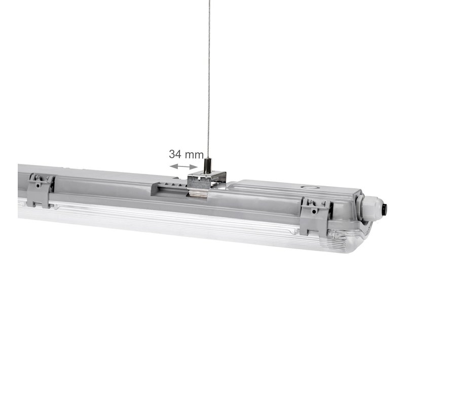 120cm LED armatuur IP65 + 2 LED TL buizen 18W p/s - 3000K 830 warm wit licht -  Compleet