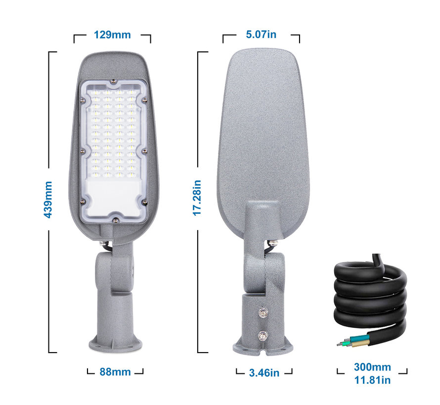 ACTIE! LED Straatlamp IP65 - 30W 2550 Lumen - 6500K daglicht wit - 3 jaar garantie