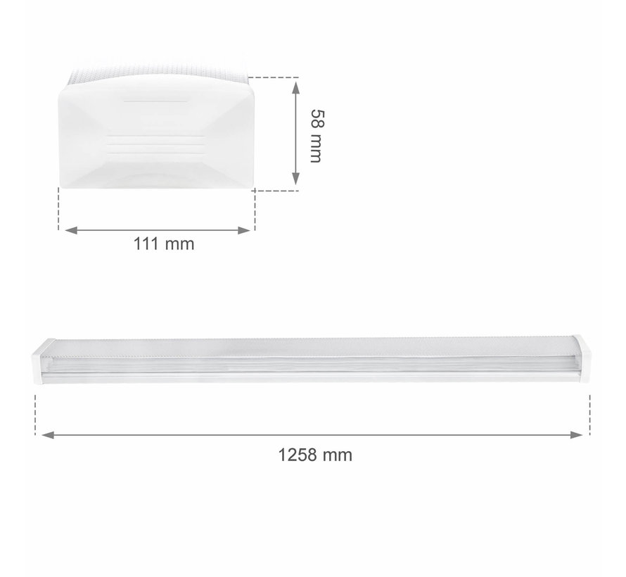 LED Armatuur Prisma 120cm IP44 40W vervangt 400W 4000K helder wit licht - 5 jaar garantie