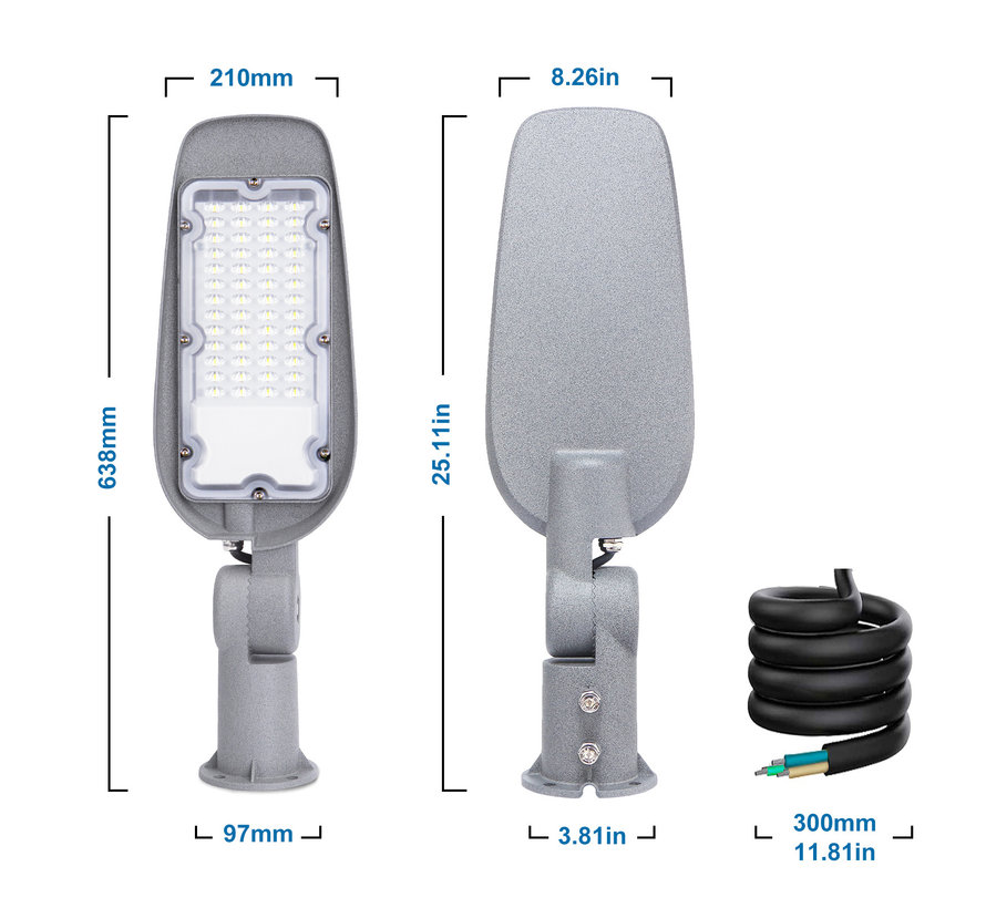 ACTIE! LED Straatlamp IP65 - 100W 10.000 Lumen - 6500K daglicht wit - 3 jaar garantie