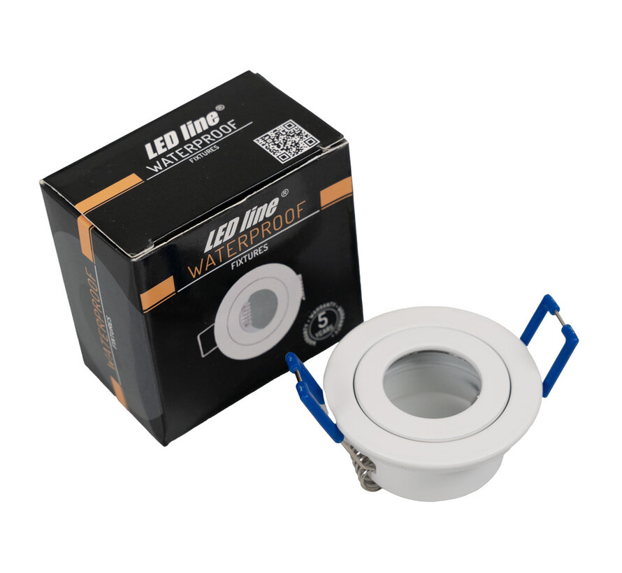 GU11 / MR11 - 35mm Inbouwspot wit rond - Waterdicht IP44 - zaagmaat 45mm - buitenmaat 55mm