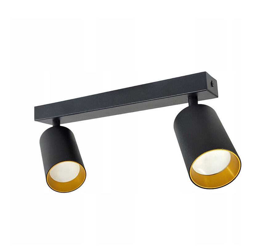 LED Plafondspot GU10 fitting - 2 verstelbare spots - Mat zwart