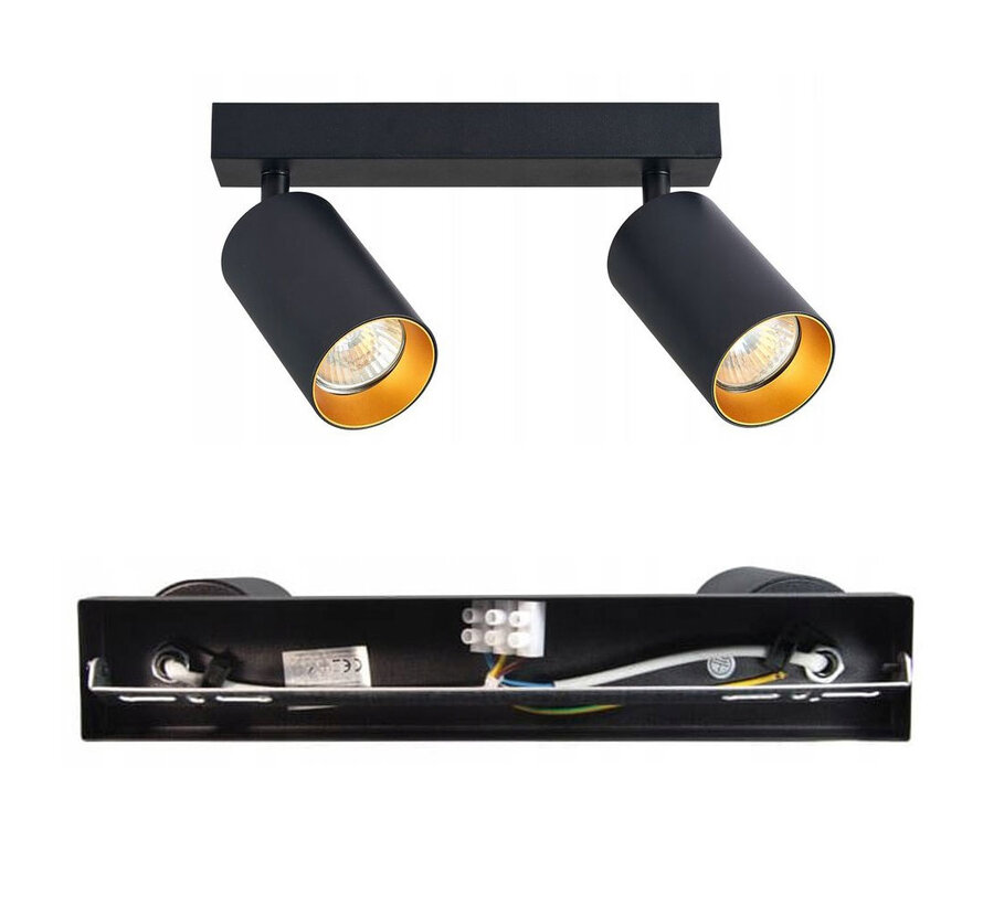 LED Plafondspot GU10 fitting - 2 verstelbare spots - Mat zwart