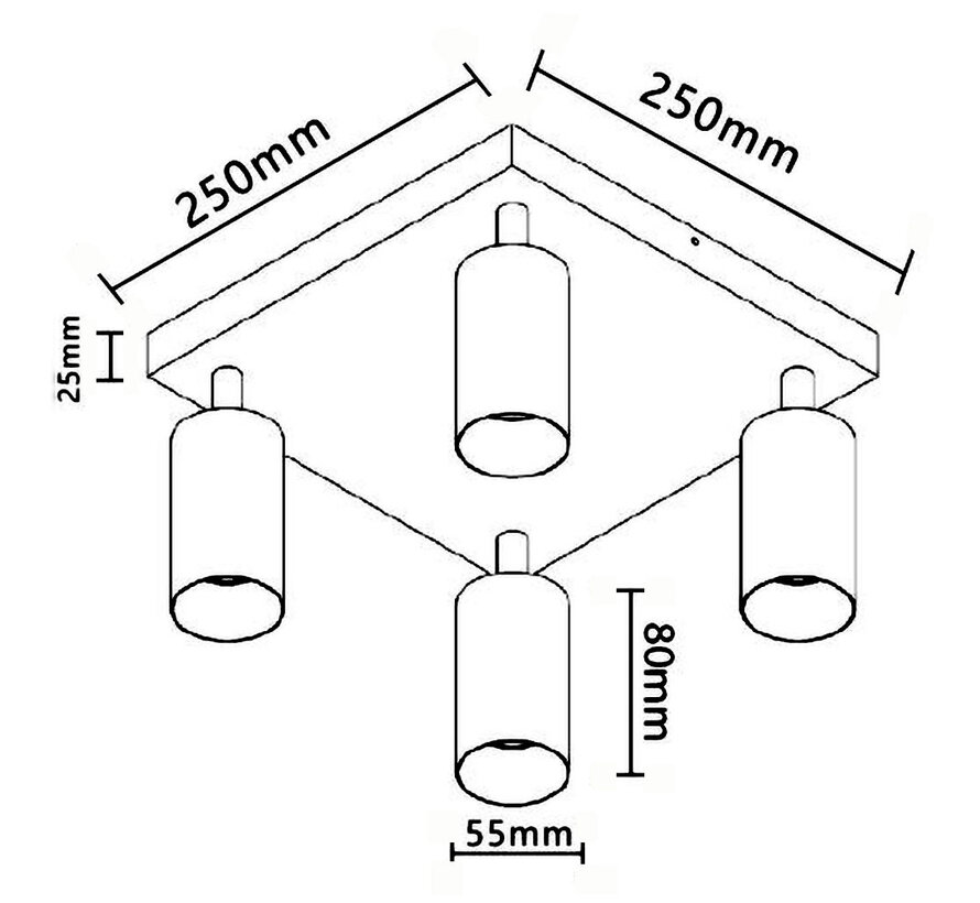 LED Plafondspot GU10 fitting - 4 verstelbare spots - Wit