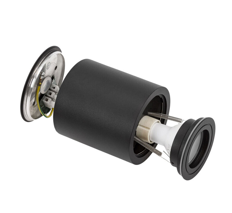 LED Plafondspot IP65 - Zwart - Tube rond - met GU10 fitting - excl. LED spot