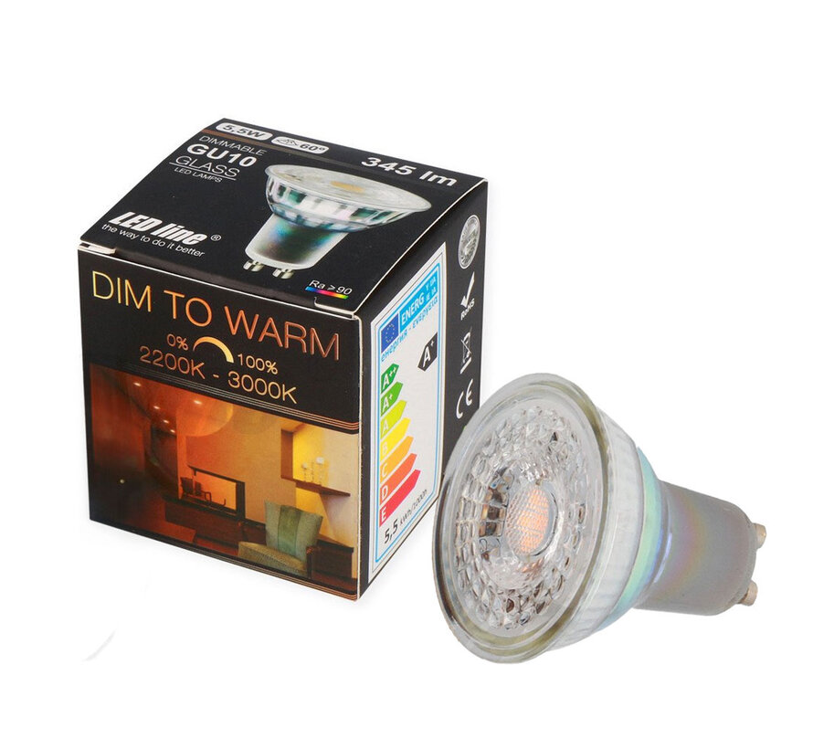 Dimbare LED spot GU10 5,5W 2200K-3000K - DimTone warmer licht bij dimmen