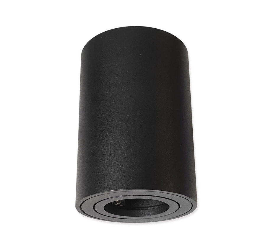 LED Plafondspot - Zwart - Tube Rond - GU10 fitting - Kantelbaar - Excl. LED spot